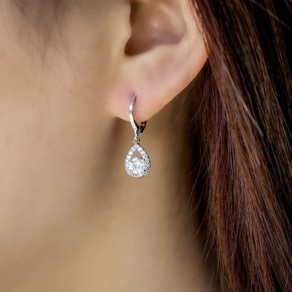 "925 Silver Plated Fashionable CZ Earrings For Women, FB16FA1148 - Picture 8 of 10